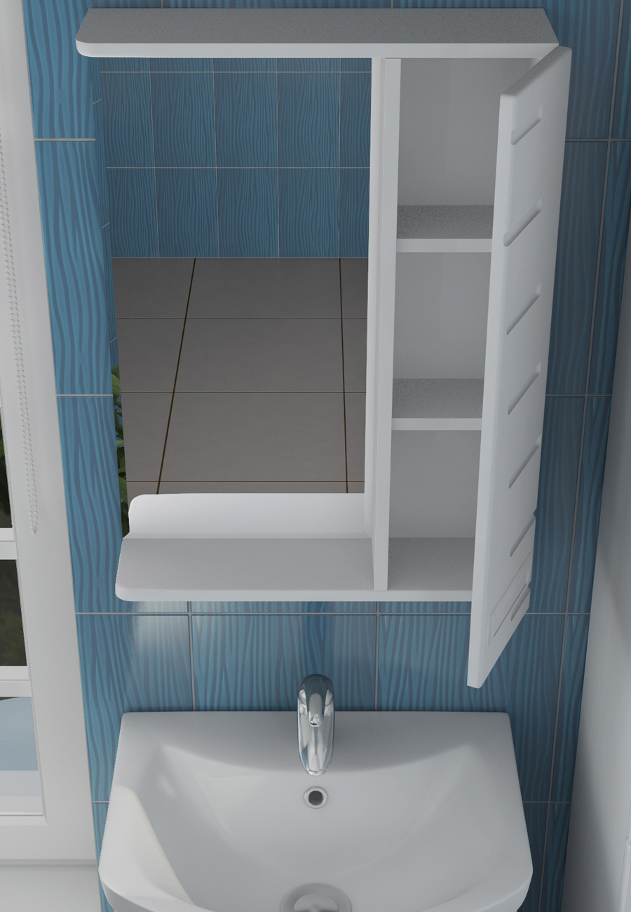 Зеркало Diana 500 прав со спотом520⨉150⨉700 мм белый VIGO sun-id-665185 - Вид №1