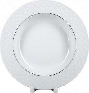 10606552 Императорский фарфоровый завод Тарелка глубокая 22,5см "Сетка Омега"(плат.отводка) "Европейская-2" Твёрдый фарфор