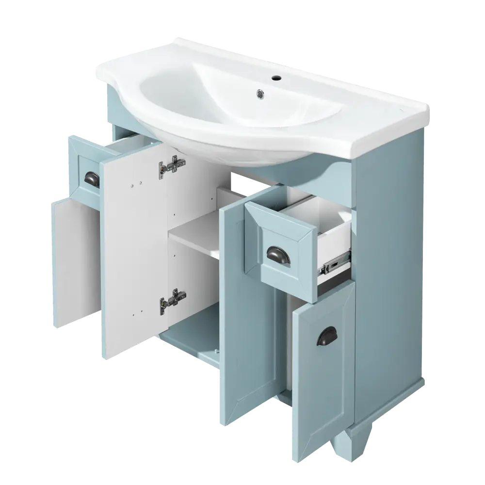 Тумба под раковину напольная Aquaton Шарм 100 см цвет зелёный STLM-2202480 - Вид №2