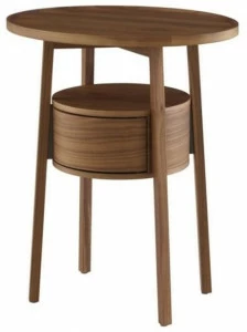 Ligne Roset Круглый прикроватный столик из массива дерева с ящиками  19980320-19980321