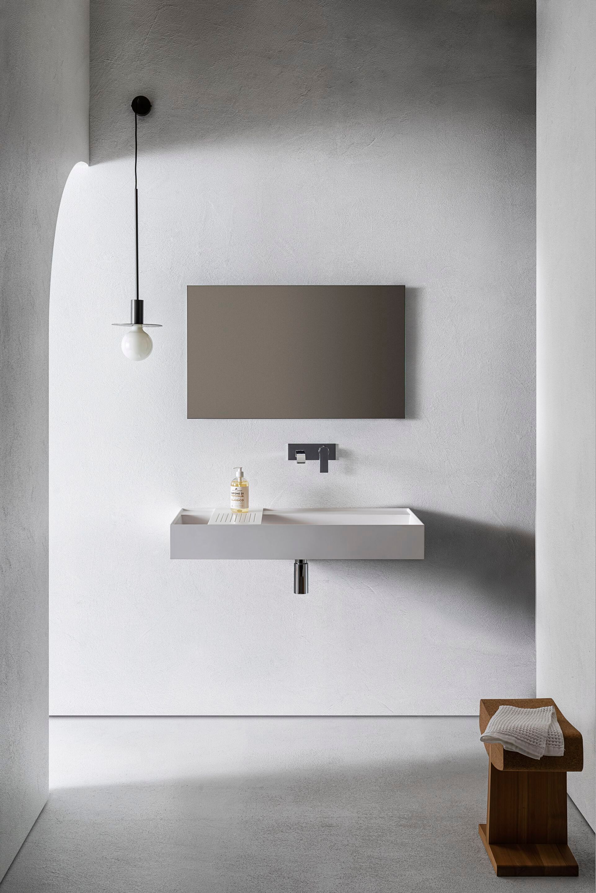 Прямоугольная одиночная раковина с зеркалом и лампой Pirovano Element ARCH-00097457 - Вид №1