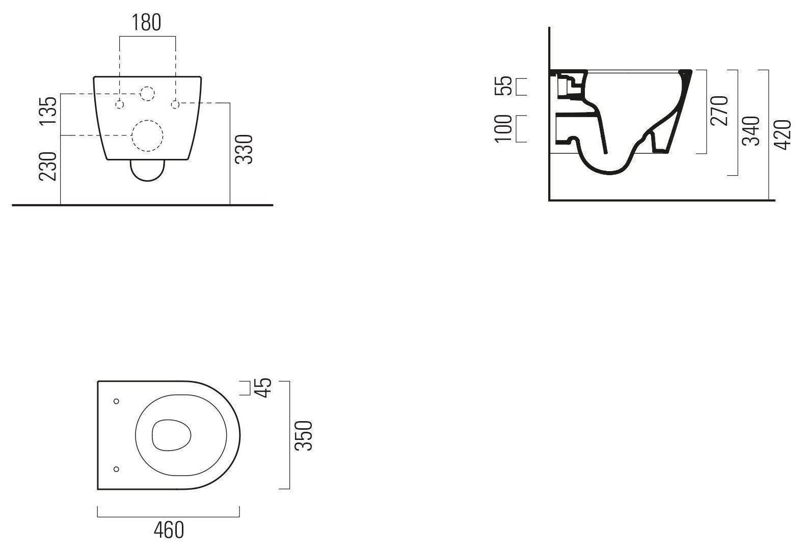 Керамический подвесной туалет с системой слива Swirlflush® GSI ceramica Pura ARCH-00149400 - Вид №8