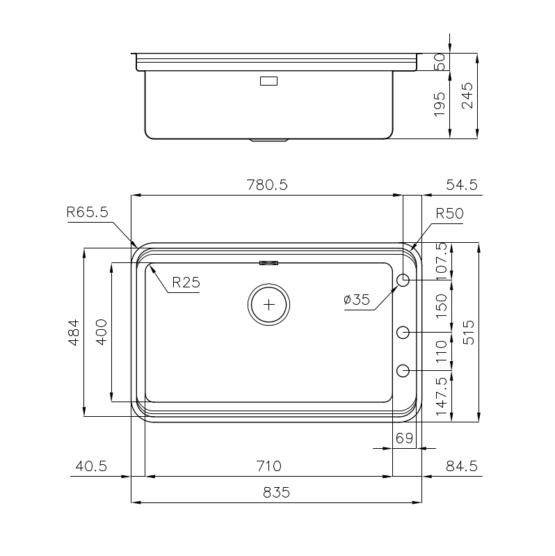 1491059 Раковина Triplo Invaso Workstation - 1491059 Undermount Fosterspa  - Вид №1