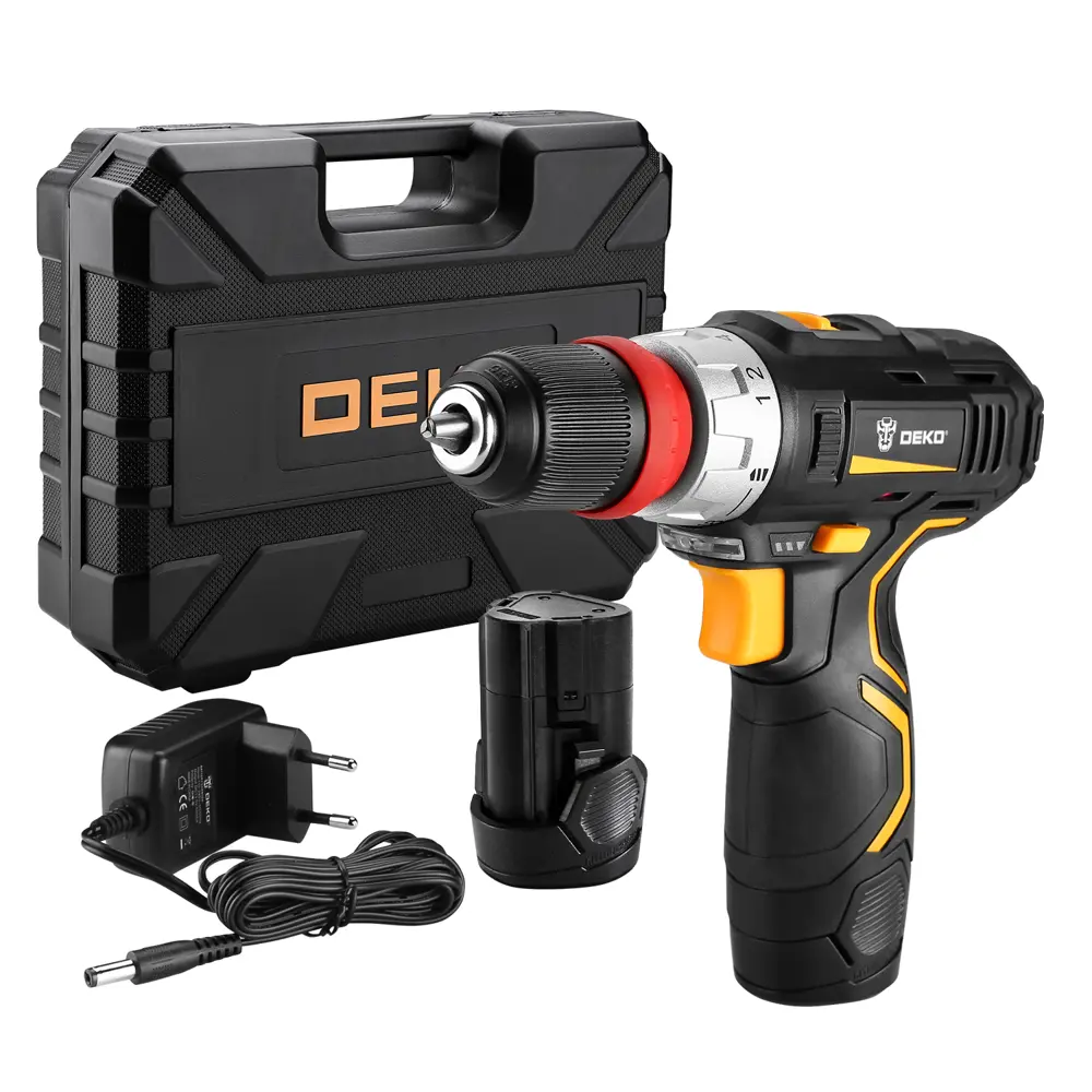 Дрель-шуруповерт аккумуляторная Deko GCD12DU3, 12 В Li-Ion 2x1.5 Ач 84407525 STLM-2188414 