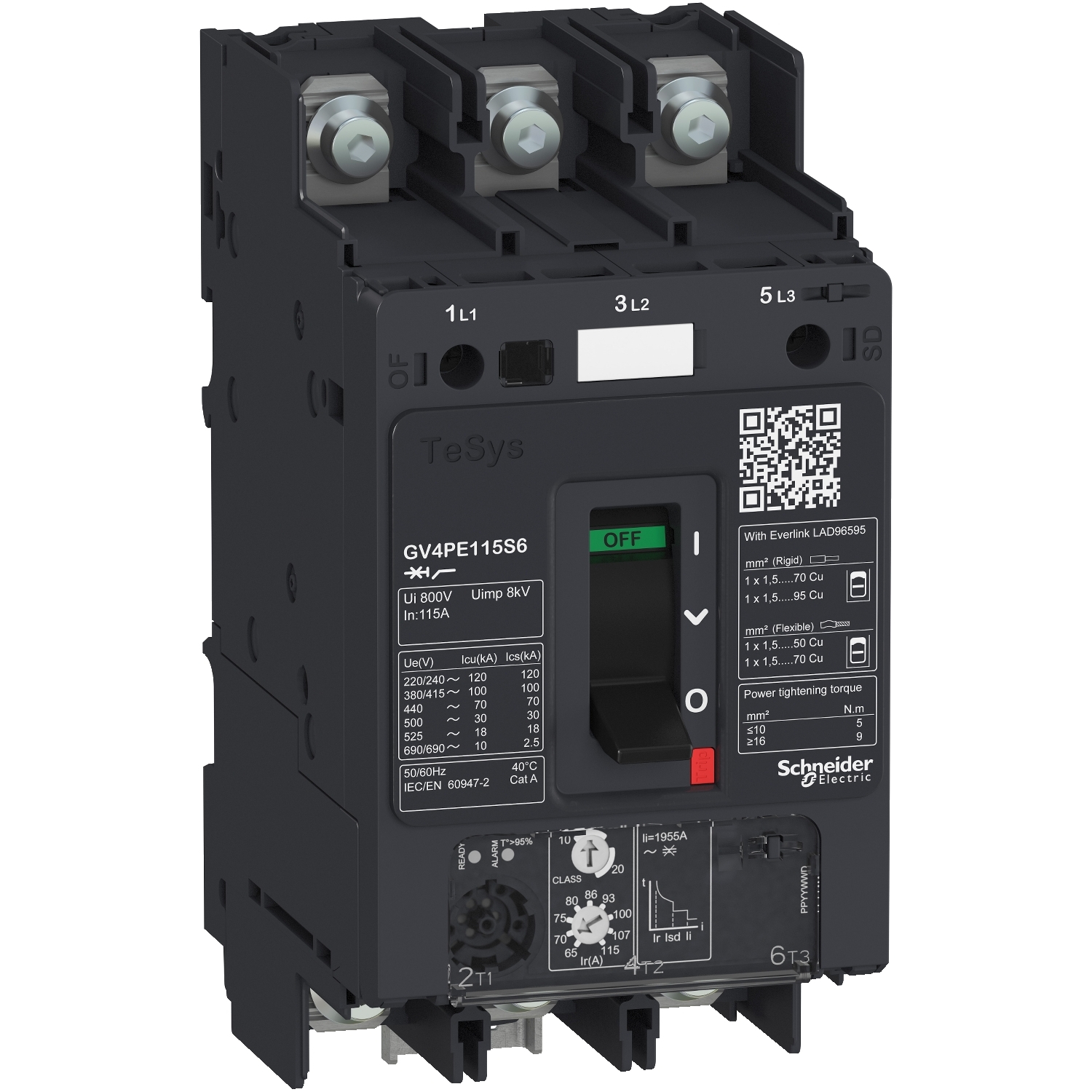 GV4PE80N6 Выключатель автоматический GV4PE комбинированный расцепитель 80A 50kA зажим под кольцевой наконечник Schneider Electric TeSys 