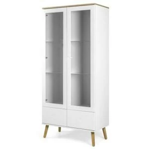 Витрина Tenzo Dot, 175х79х43 см, дуб, белая