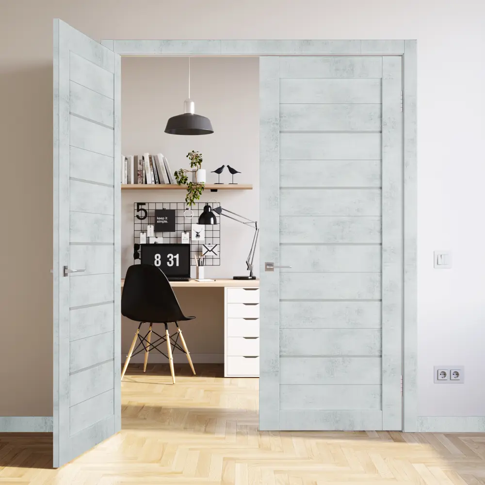 Дверь межкомнатная со стеклом Альфа 5 90x200 см ПВХ цвет лофт голубой с замком и петлями 89168486 STLM-2210393 VFD  - Вид №7