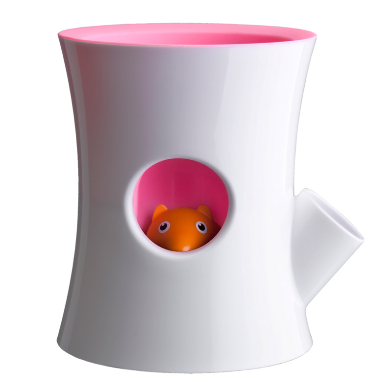 QL10075-WH-PK Горшок самополивающийся log&squirrel белый-розовый Qualy  - Вид №2