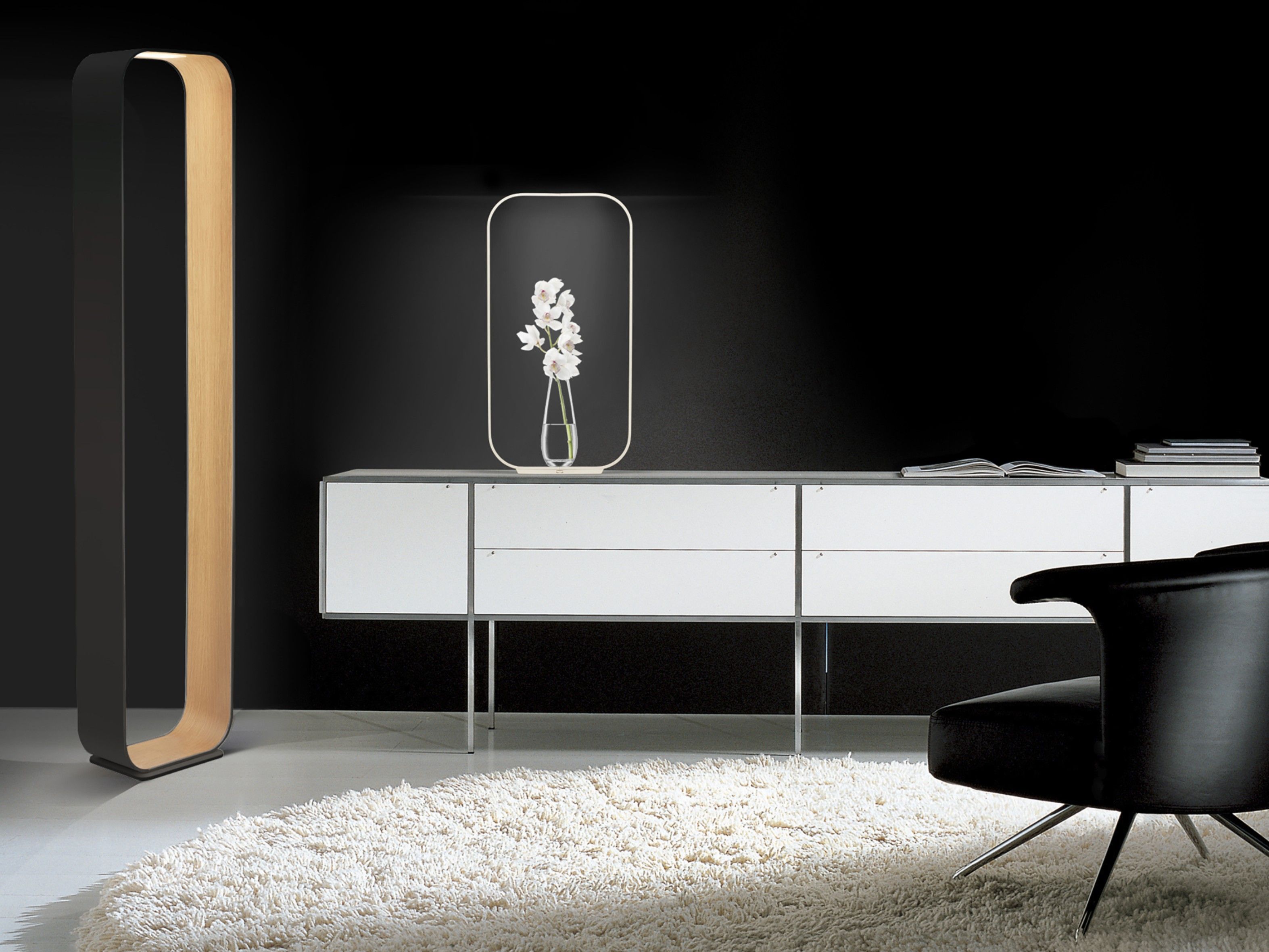 Алюминиевый и деревянный светодиодный торшер Pablo Designs Contour ARCH-00094232