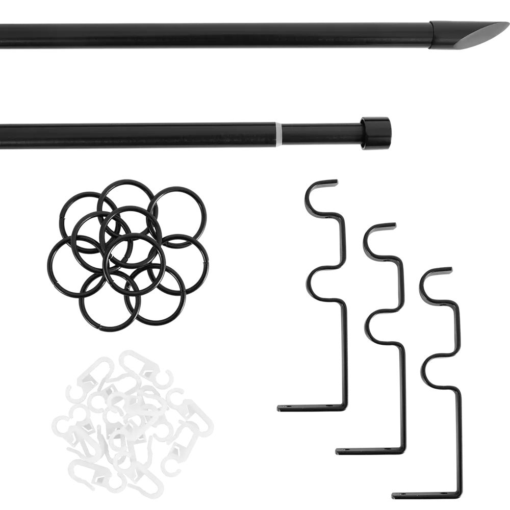 Карниз двухрядный раздвижной d19/16 мм наконечник скол 160-320 см цвет черный ORBIS STLM-2023951 - Вид №1
