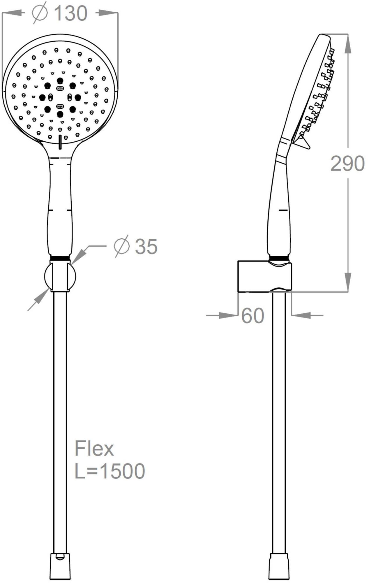 Fir Italia Настенный латунный ручной душ с подставкой New handy 52 4204016 - Вид №1