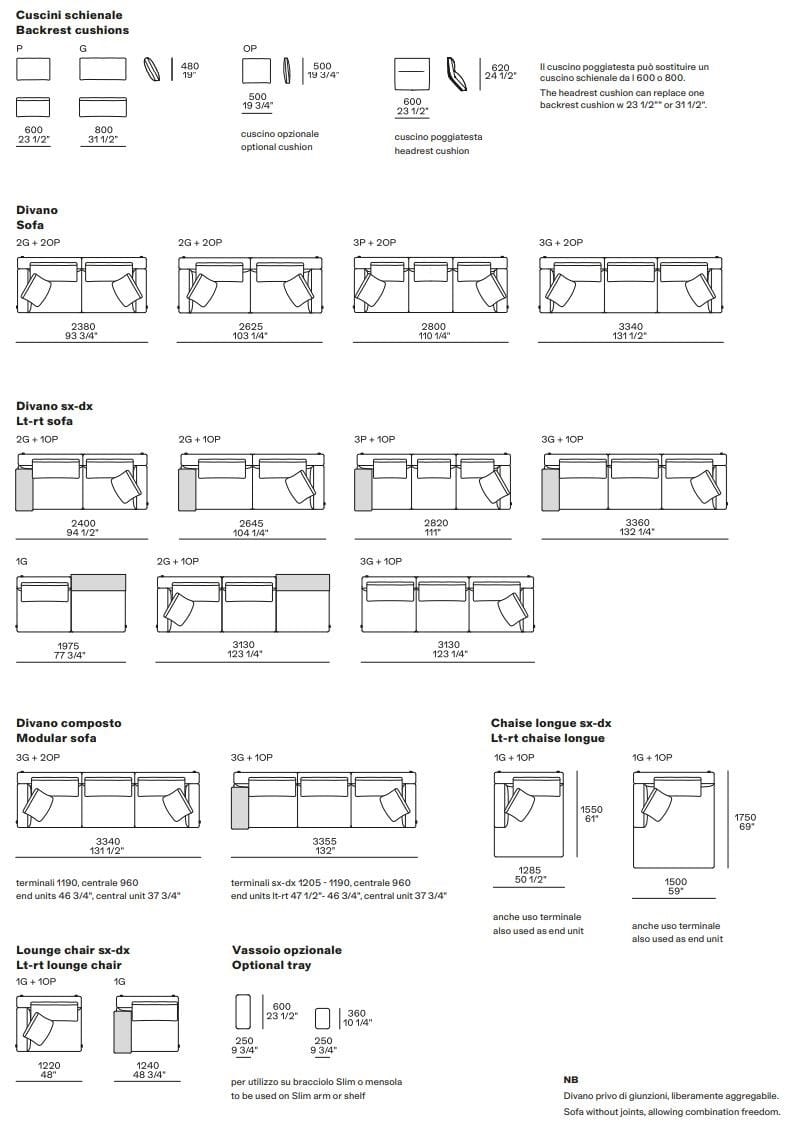 Ткань изогнутый съемный диван Poliform Brera ARCH-00087714 - Вид №6