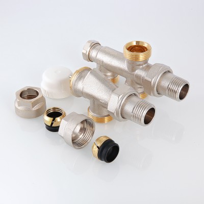 VT.225K.N.E04100 Регулирующий узел для подключения радиатора (комплект) Valtec 1/2" х 100% х 3/4 евроконус  - Вид №1