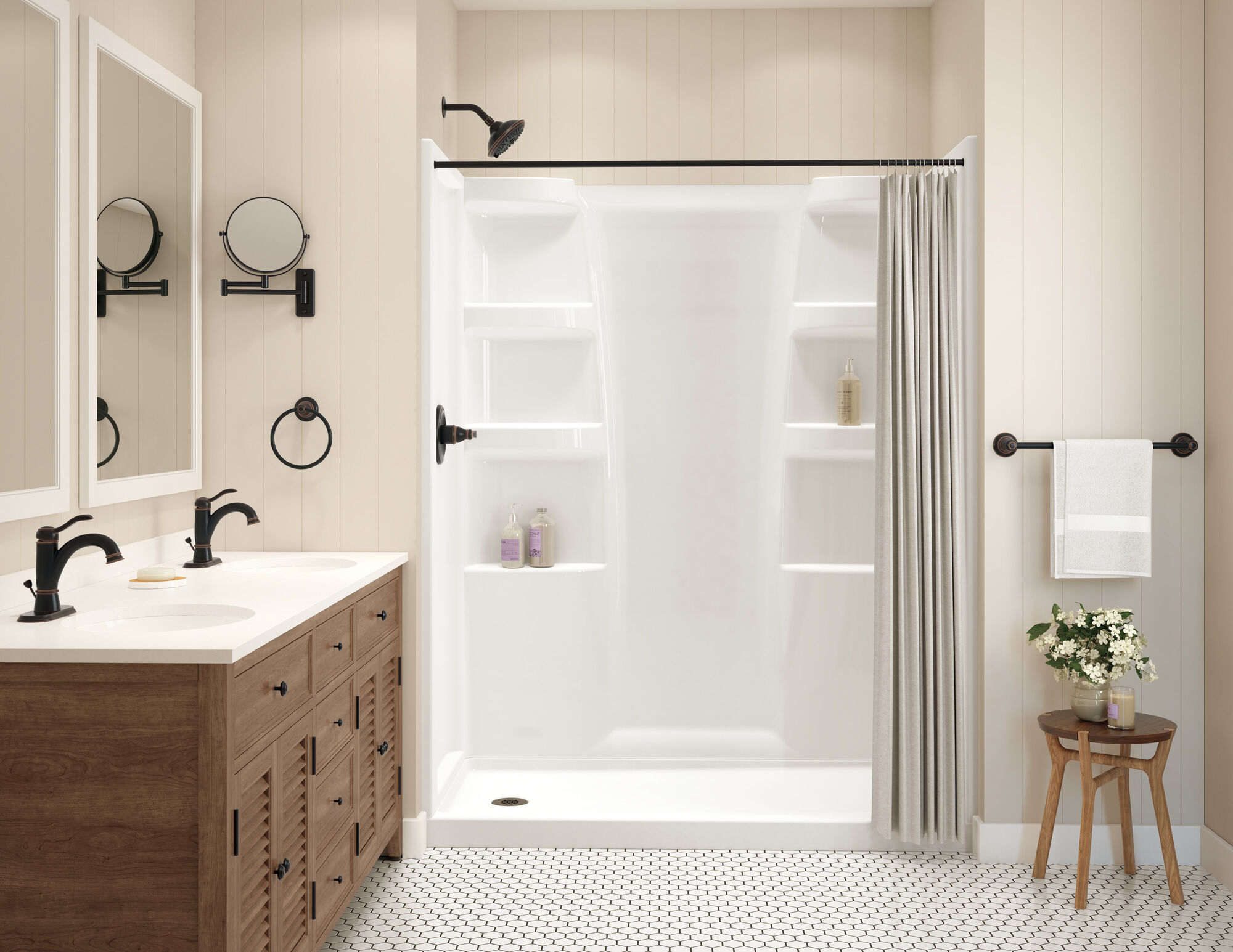 ProCrylic 60 дюймов x 30 дюймов. Душевой поддон, левый слив Delta Faucet B78513-6030L-WH - Вид №4