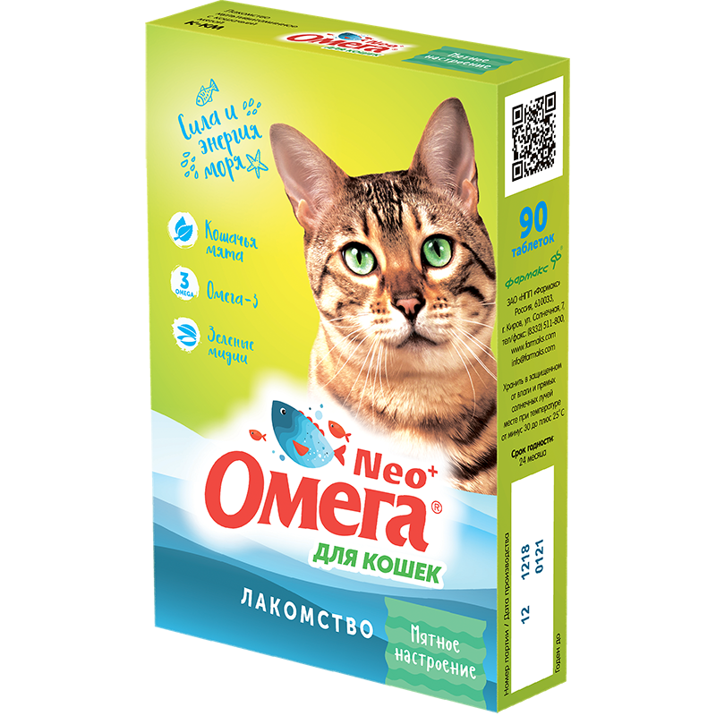 ПР0051263 Витаминное лакомство для кошек «Мятное настроение» Омега Neo+ 