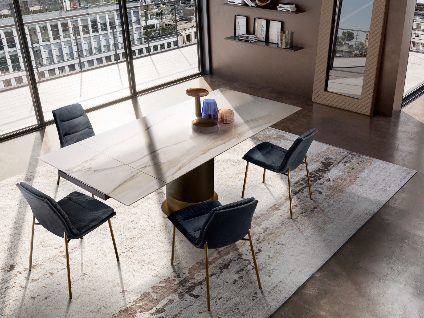 Прямоугольный керамический и металлический стол для гостиной EFORMA цилиндр ARCH-00023070 - Вид №2