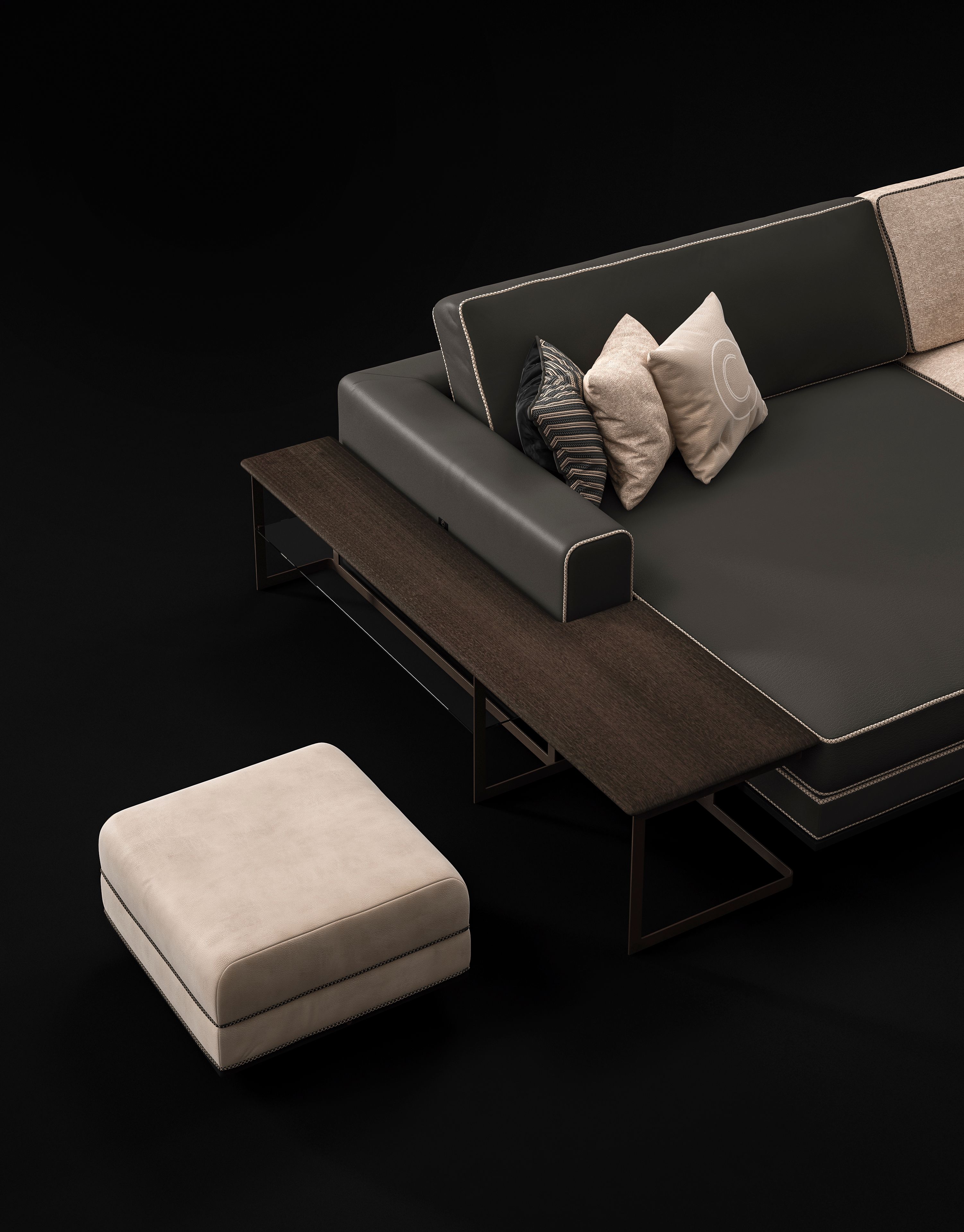 Кожаный квадратный пуф CPRN HOMOOD Dragonfly ARCH-00042149 - Вид №1