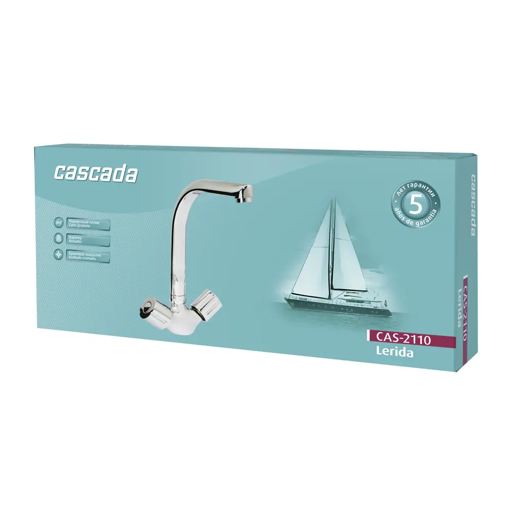 Смеситель для кухни Cascada Lerida CAS-2110 с высоким изливом цвет хром 89159356 STLM-2000663 - Вид №5