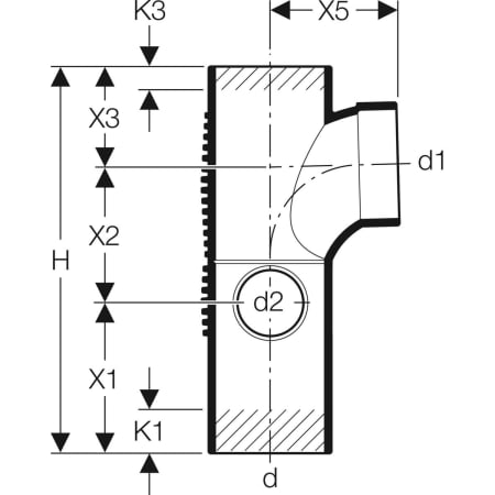 GEBERIT 310.117.14.1 Крестовина двухплоскостная комбинированная Geberit Silent-db20, 88,5°, левая  - Вид №3