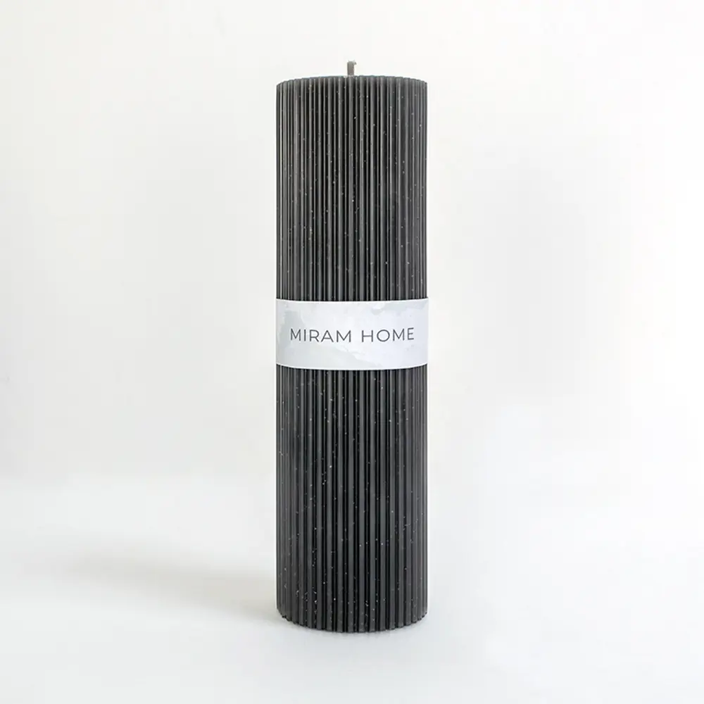 Дизайнерская свеча-столбик Ribbed черная 20 см 89370275 Santreyd STLM-0811872