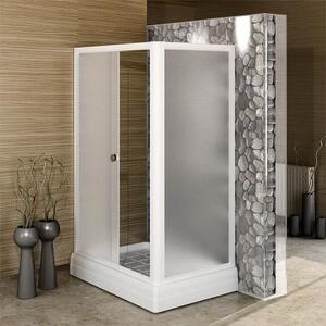 Душевой угол Верчелли, (правое исполнение), стеклянные шторки (матовые, 1 дверца), поддон на раме-подставке с устройством слива, профиль белый