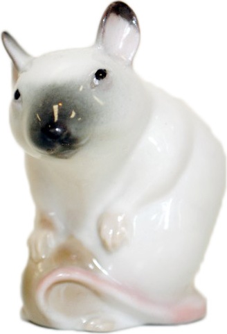 85928 Императорский фарфоровый завод Скульптура "Мышь с орехом" (сиамская) Твёрдый фарфор 