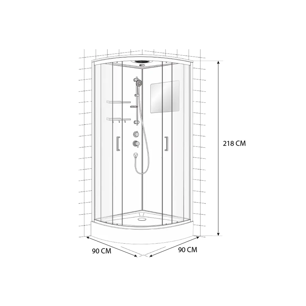 Душевая кабина Мари 1/4 низкий поддон 90x90 см Santreyd STLM-2009229 - Вид №25
