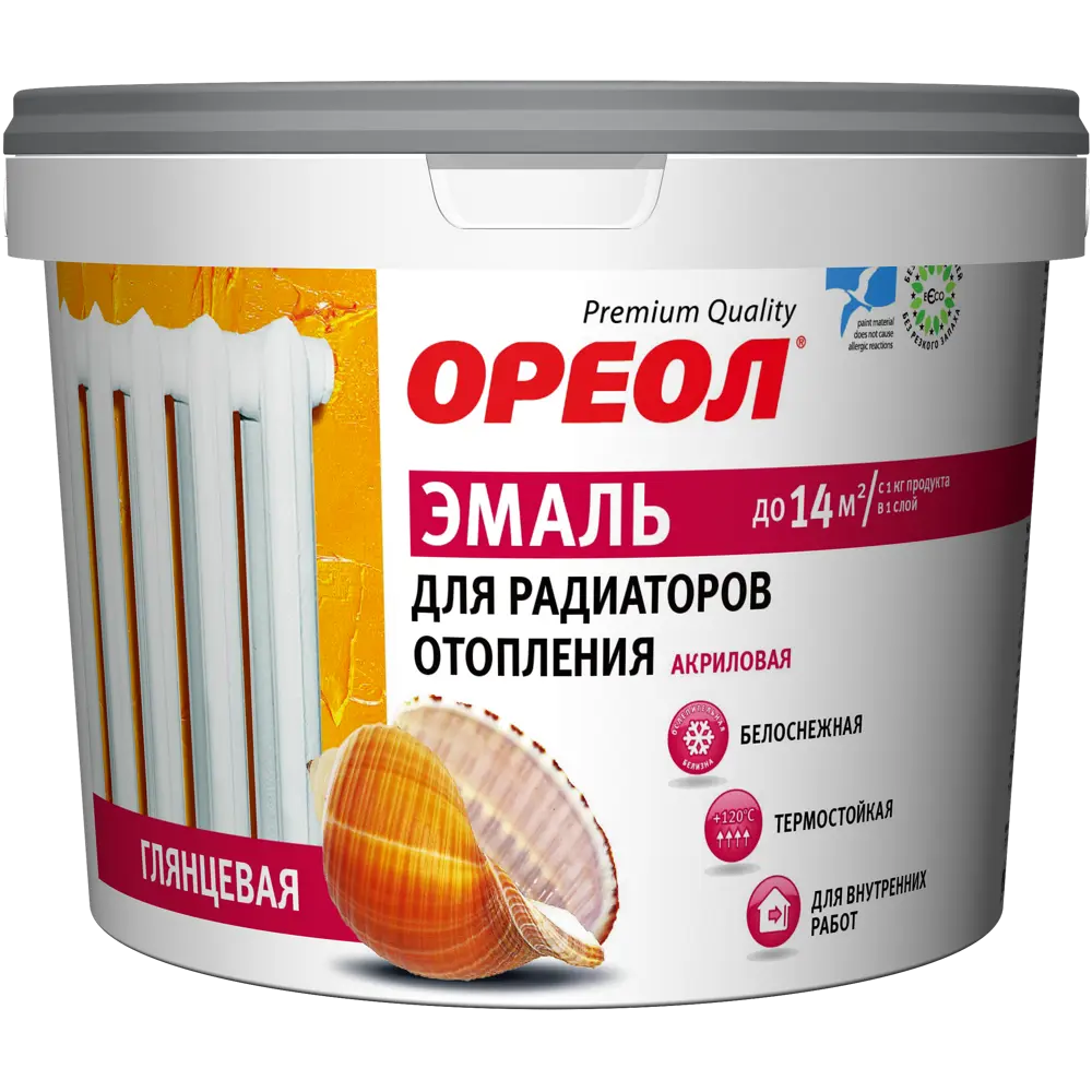 Эмаль акриловая для радиаторов отопления Ореол термостойкая глянцевая 0.8 кг 84439748 STLM-2048324  - Вид №1