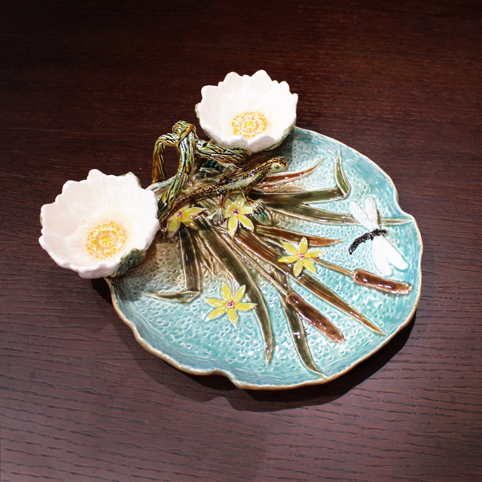 Блюдо для закусок (с двумя кувшинками) Голубой/Ящерица PROVANSFAIENCE sun-id-994524 - Вид №13