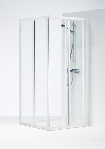 606080 IFO Душевая стенка из массива SVH VK, белые лакированные профили, прозрачное стекло, SVH VK 800 x 800 Solid