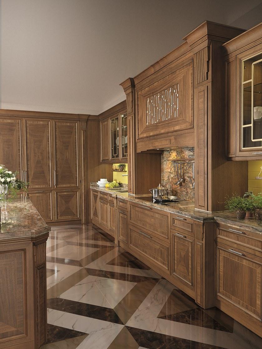 Martini Interiors Кухня из орехового дерева на заказ с островом с ручками sun-id-1448613 - Вид №1