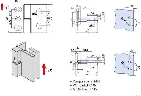 Metalglas Bonomi Петля замак для душевого бокса  B-501 dx-sx  - Вид №3