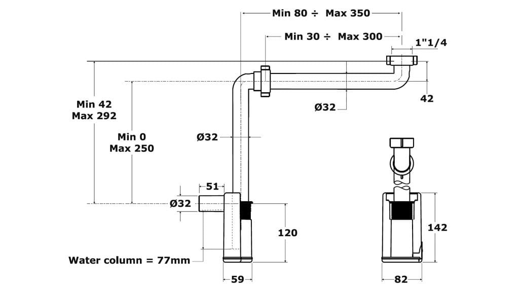 Полипропиленовый сифон для умывальника и биде Bonomini фрески ARCH-00153366 - Вид №3