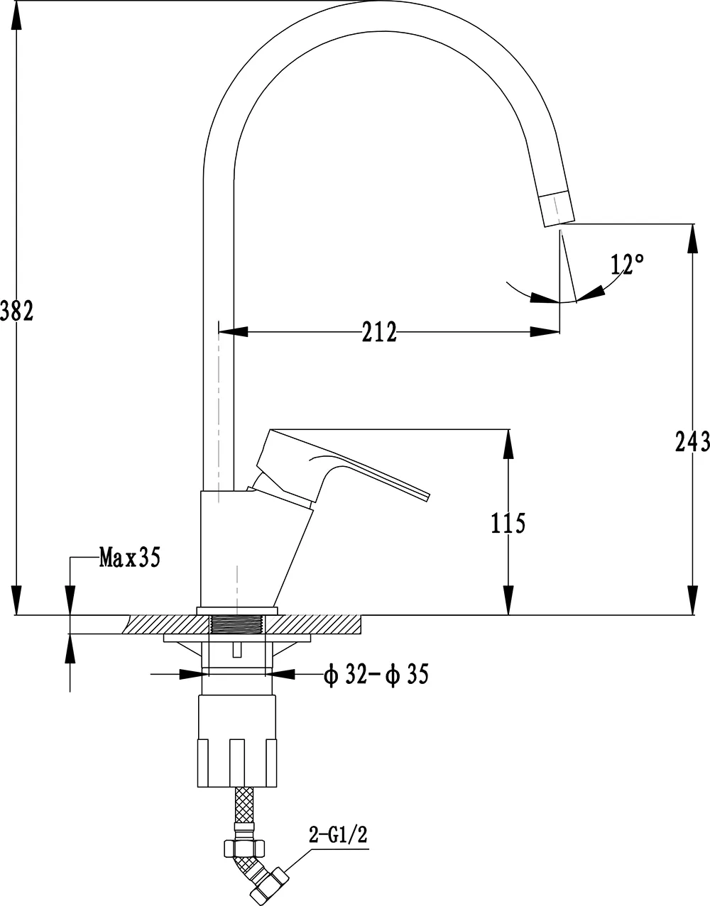 Кухонный смеситель 50235017 шоколад GranFest Ewigstein - Вид №1