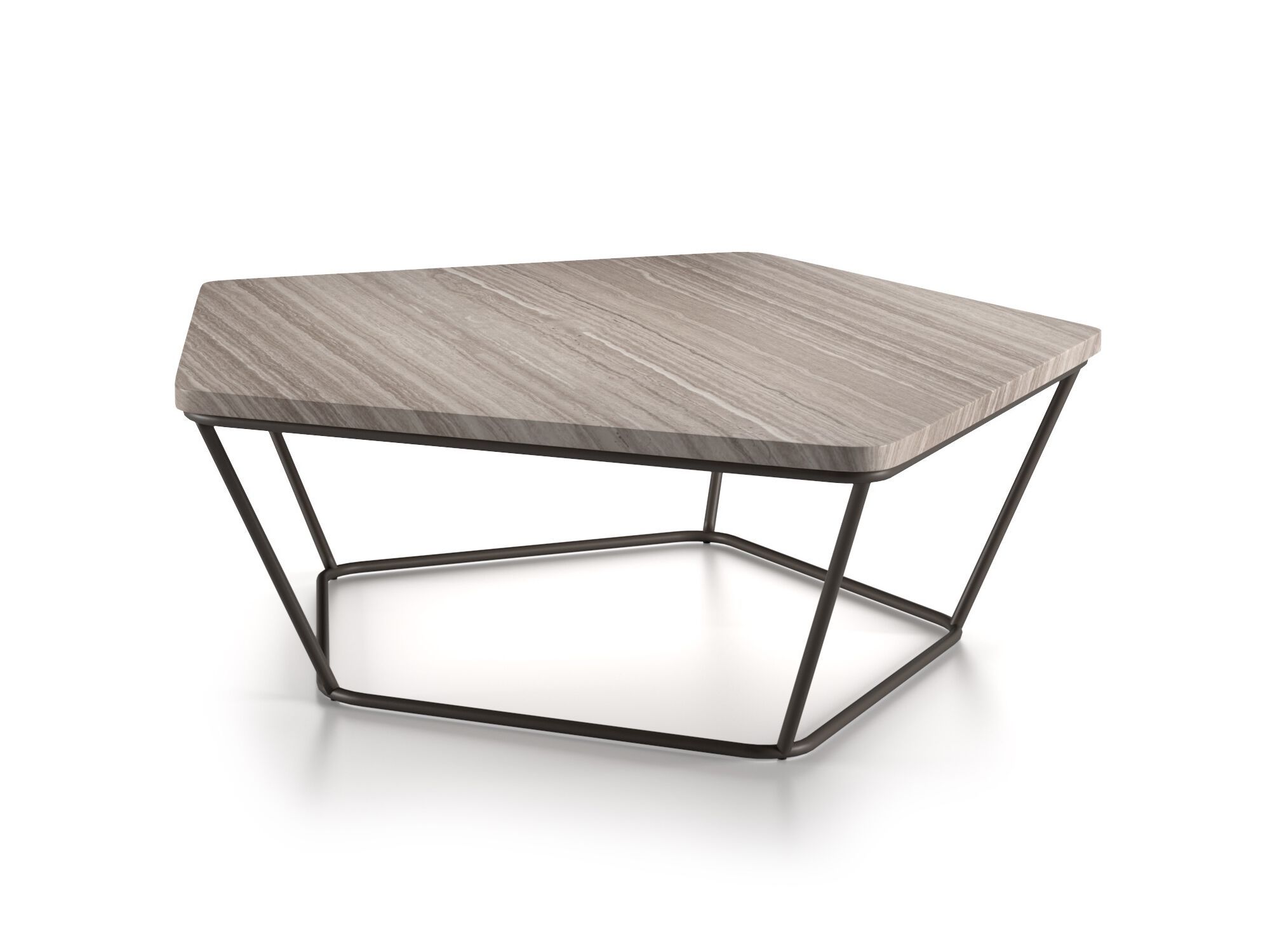 Низкий металлический журнальный столик с мраморной столешницей Natuzzi Italia Chocolat ARCH-00013100