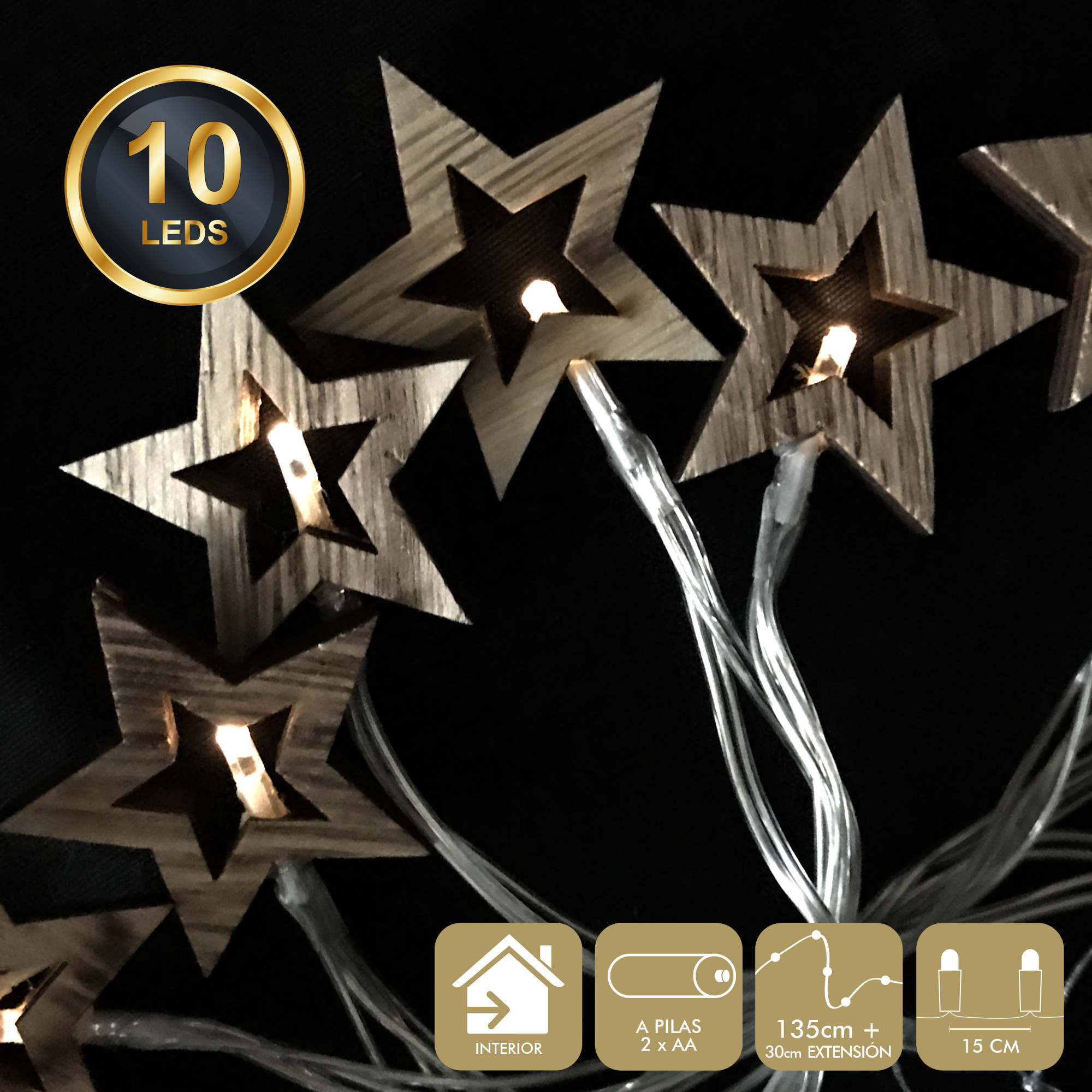 DZ-087-470 ГИРЛЯНДА 10LED STAR (2 X AA) TO4ROOMS 