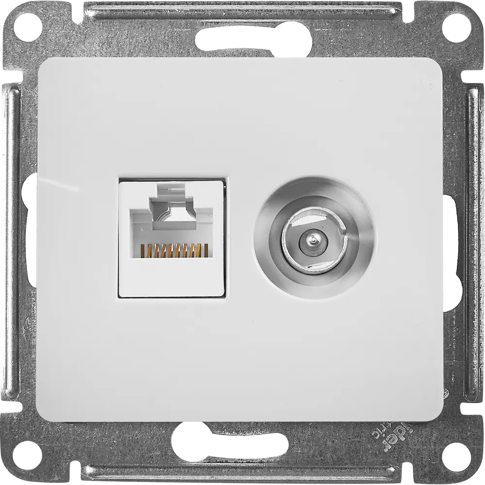 Schneider Electric Glossa — двойная компьютерная розетка RJ45 для интернета и ТВ 86710167