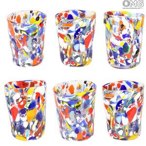 2194 ORIGINALMURANOGLASS Набор из 6 стаканов Карнавал в Венеции - муранское стекло 8 см