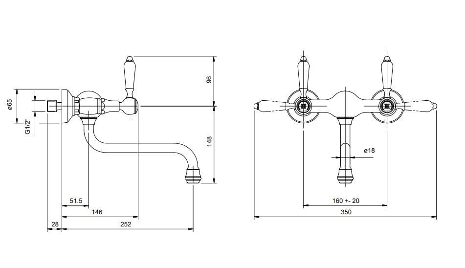 Настенный смеситель для кухни с 2 отверстиями Zazzeri ARCH-00017260 - Вид №1