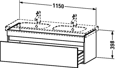 DS638605252 Тумбочка подвесная DuraStyle #DS6386 1150 x 453 мм Европейский дуб, декор Duravit - Вид №1