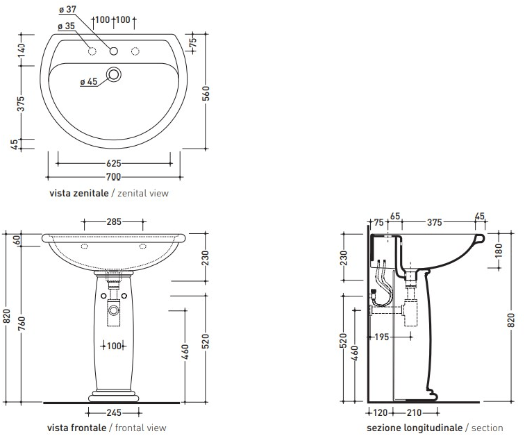3016 Пьедестал для раковины овальная Ceramica Flaminia Fidia - Вид №3