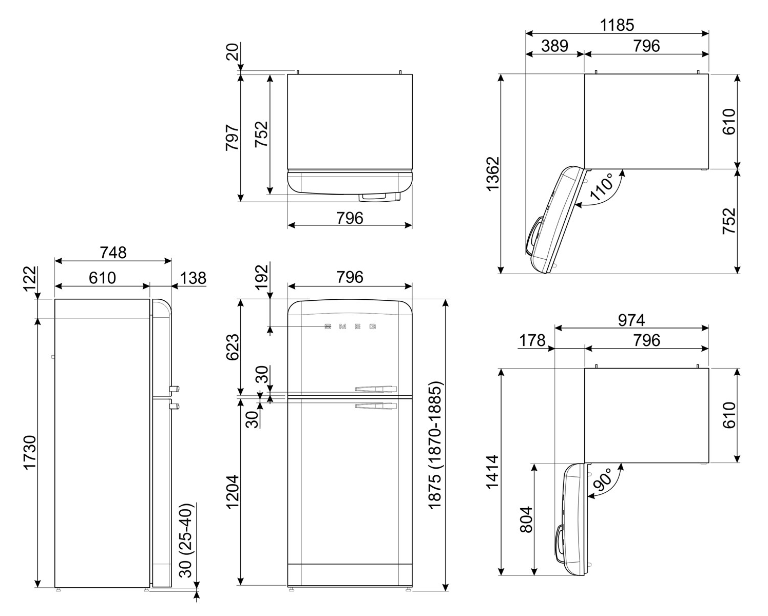 Smeg Однодверный двухдверный холодильник класса а ++ Smeg 50's style sun-id-1459983 - Вид №20