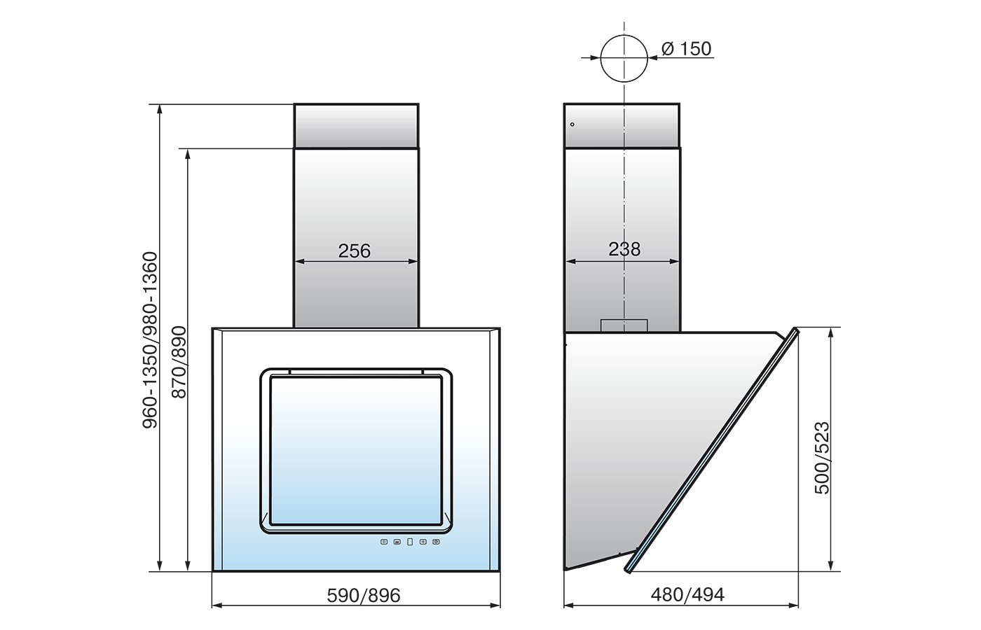 1254524 Вытяжка наклонная ELIKOR Оникс 90П-1000-Е4Д бежевый STDN-0142643 - Вид №12