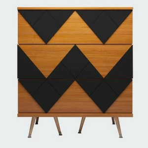 Комод с деревянными ножками и 3 ящиками черный Lady Woo WOODI  00-3965969 Бежевый;дуб сонома;черный