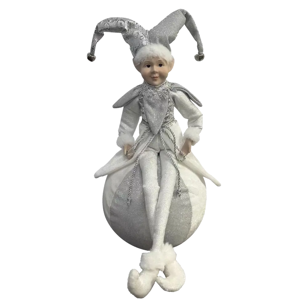89381689 Декоративная фигура кукла Арлекин на шаре 40.5x20 см серебряный STLM-1407811 Santreyd Christmas - Вид №1