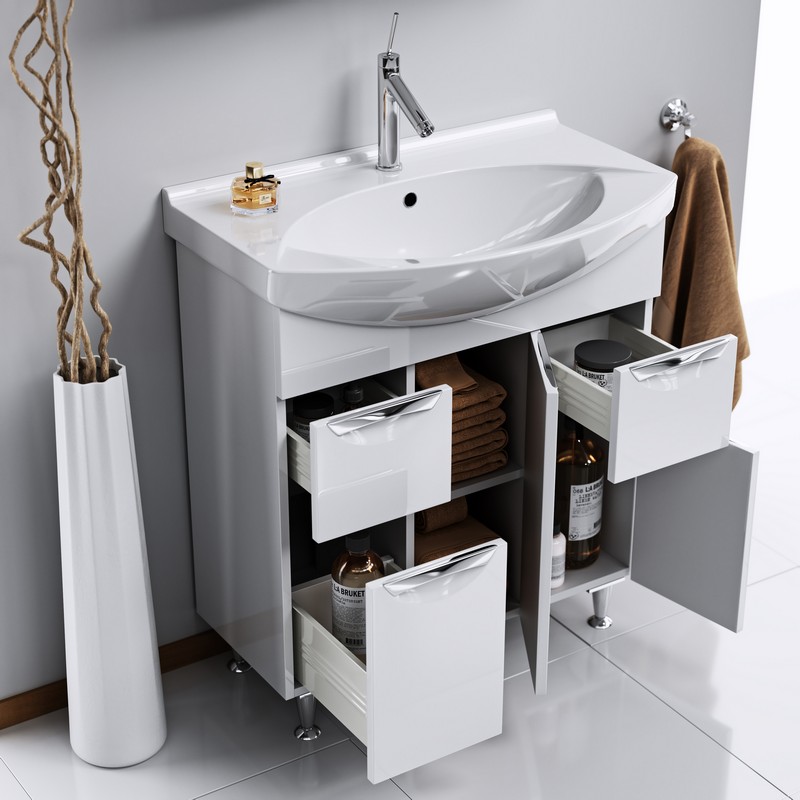 Лайн тумба под умывальник Лагуна 750 с двумя ящиками Li.01.07 AQWELLA LINE 028230 - Вид №3