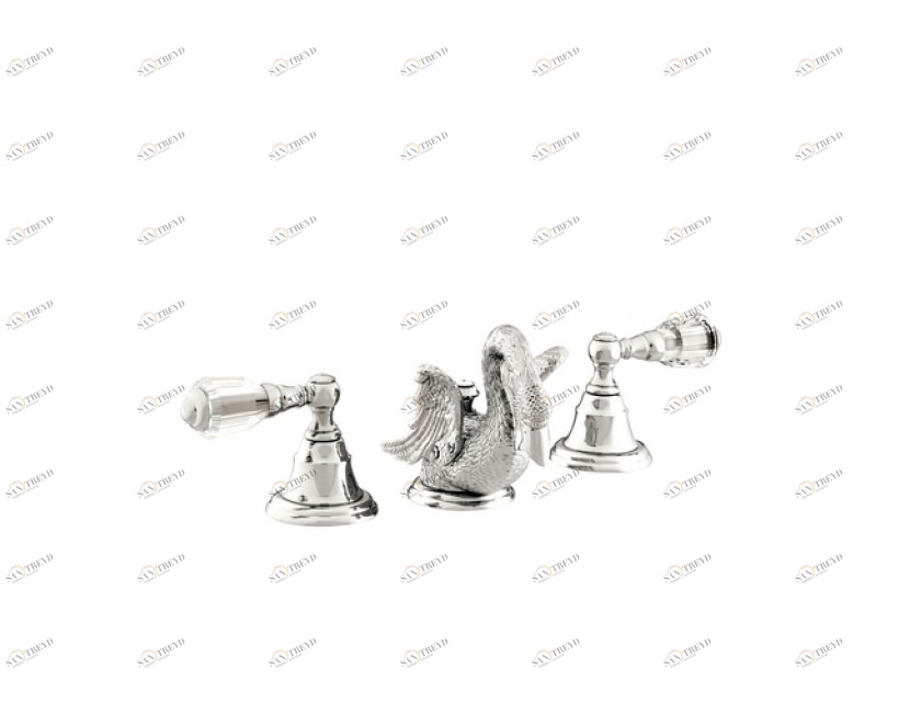 039641.D00.00 Раковина с тремя отверстиями и кристаллами Swarovski Золото 24К Mestre Swan