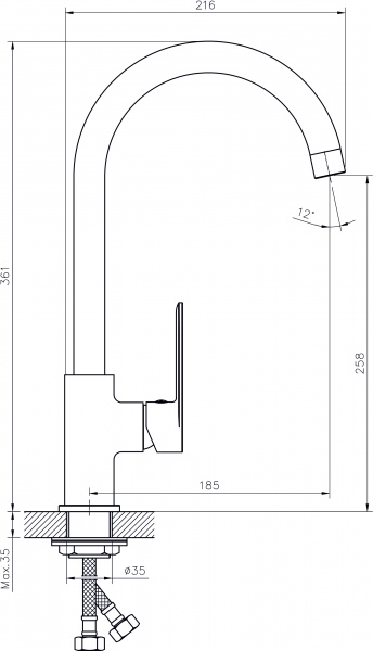 Смеситель для кухни Rush Luson LU1630-22 высокий хром 11523128 - Вид №1