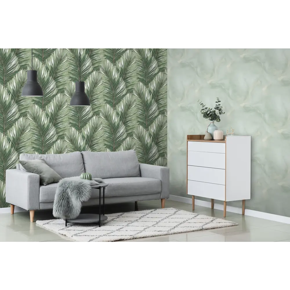 Victoria Stenova Yalta - Флизелиновые обои зеленые с рельефной текстурой 89369819 STLM-1373090 - Вид №4