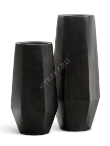 41.3321-08-048-BLCK-097 Кашпо  Effectory - серия Crystal - Высокий многогранник - Антрацит Цветочная коллекция